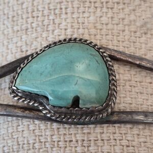 Richard Begay Turquoise Sterling Silver Bear Women's Cuff Bracelet 9.9g